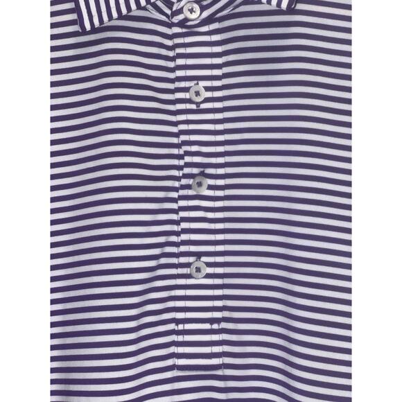 RLX Ralph Lauren Polo Shirt Mens L Purple White Striped Performance Golf Stretch - Picture 2 of 7